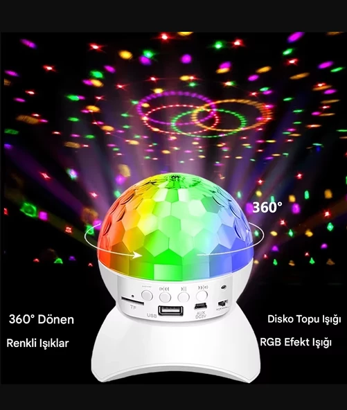 Göz kamaştırıcı LED RGB Sihirli Top Bluetooth Hoparlör Partisi  Disco House Club İçin Dönen Lamba - 3