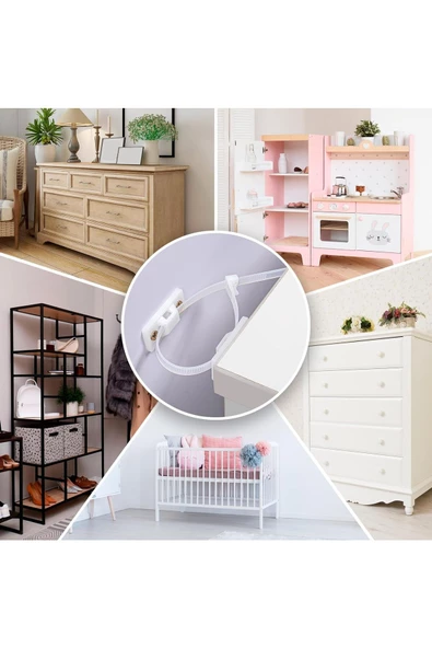 12 Adet Kolay Montaj Deprem Güvenlik Mobilya Dolap Düşme Engelleme Mobilya Sabitleme Bebek Güvenlik - 2