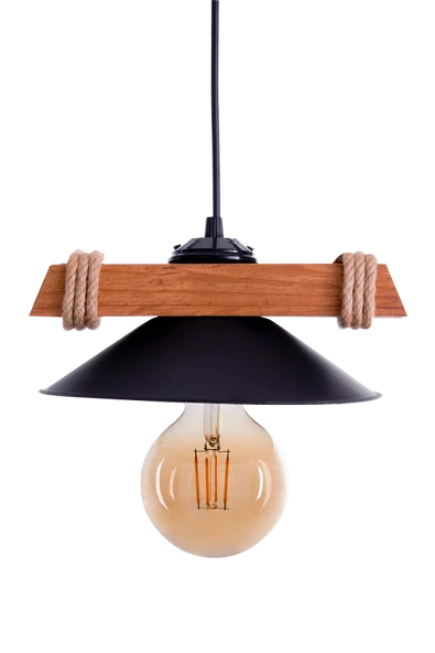 Ahşap Tekli Modern Sarkıt koyu renk şapkalı - 2