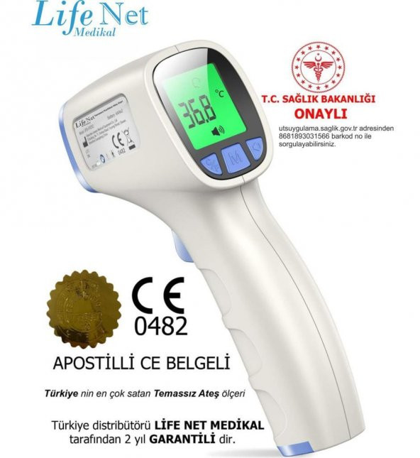 Life Net Medikal Temassız Ateş Ölçer Kızıl Ötesi ve Alından Termometre JPD-FR202 - 2