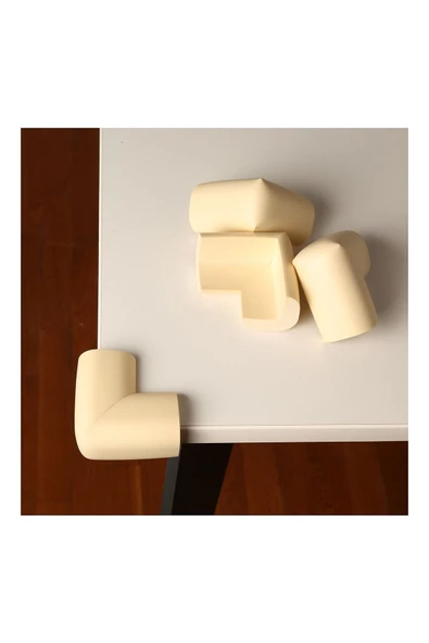 3m Marka Bant Hediyeli,kauçuk Masa Sehpa Tv Ünite Kenar Köşe Koruyucu Krem Renk (4LÜ SET) - 2