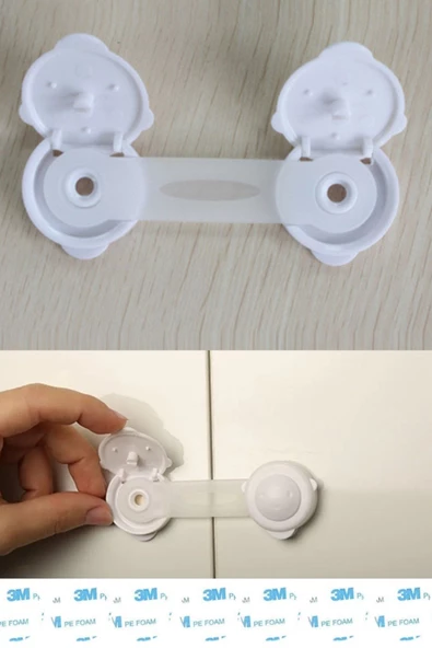 8'li Kolay Montajlı Dolap Kilidi Özel Tasarım Iz Bırakmaz Bantlı Çocuk Bebek Güvenlik Emniyet Seti - 2