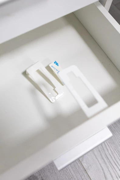 2 Adet Kolay Kullanım Beyaz Renk Gizli Dolap Içi Ve Çekmece Kilit (EV OFİS İŞ YERİ ÇOCUK ODASI) - 6