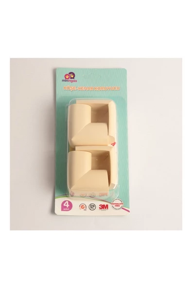 3m Marka Bant Hediyeli,kauçuk Masa Sehpa Tv Ünite Kenar Köşe Koruyucu Krem Renk (4LÜ SET) - 4