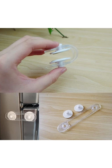 (5 ADET) Ayarlanabilir 3m Marka Yapışkan Çok Amaçlı Esnek Şeffaf Kilit Çocuk Bebek Güvenlik Emniyet - 3