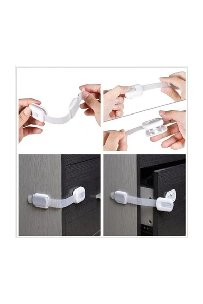 (4'LÜ PAKET)buzdolabı, Dolaplar, Çekmeceler, Tuvalet, 3m Yapışkan Hediyeli Bebek Emniyet Kilitleri - 6