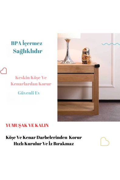 3m Marka Bant Hediyeli,kauçuk Masa Sehpa Tv Ünite Kenar Köşe Koruyucu Krem Renk (4LÜ SET) - 6