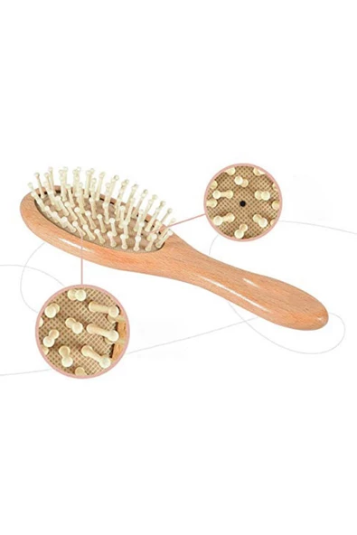 Keçi Kıllı Bebek Fırça Ve Tarağı 3'lü Set Doğal Keçi Kıllı Fırça, Ahşap Masaj Tarağı Ve Tarak - 8