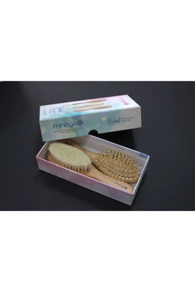 Keçi Kıllı Bebek Fırça Ve Tarağı 3'lü Set Doğal Keçi Kıllı Fırça, Ahşap Masaj Tarağı Ve Tarak - 2