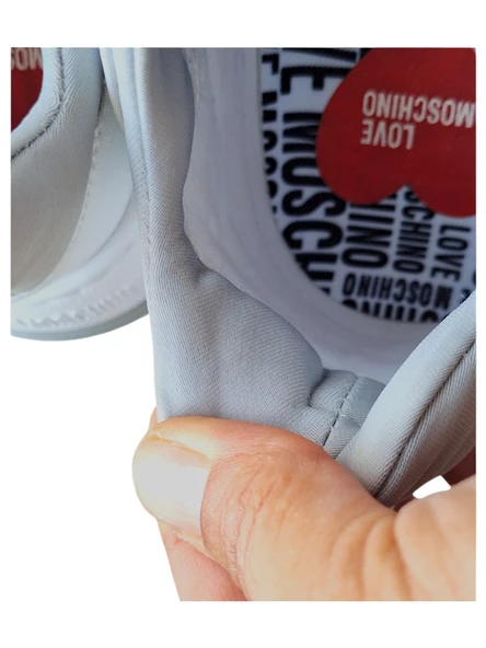 LOVE MOSCHINO JA15845G0GIO510A BEYAZ-GRİ BAĞCIKLI DERİ SPOR AYAKKABI - 8