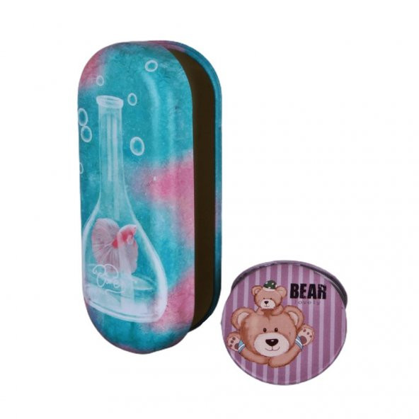 Metal Gözlük Kutusu Çift Taraflı Ayna Set