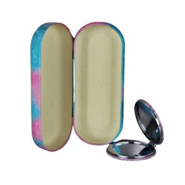 Metal Gözlük Kutusu Çift Taraflı Ayna Set - 2