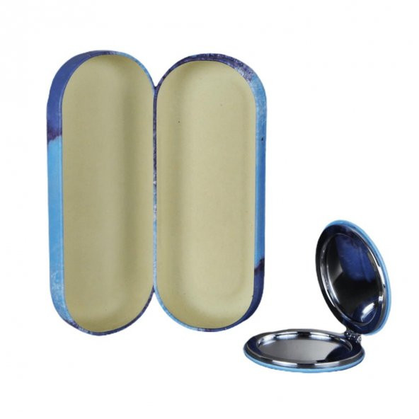 Metal Gözlük Kutusu Çift Taraflı Ayna Set - 2