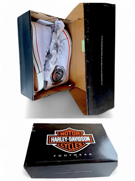 HARLEY DAVIDSON PISTBURGHH UNİSEX KADIN /ERKEK Beyaz Bağcıklı Sneaker - 3