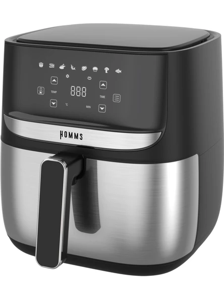 Homms H20 1700 Watt Xl Dijital Dokunmatik 8 Ön Programlı Airfryer Yağsız Kızartma Sıcak Hava Fritöz