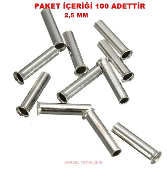 GWEST İzolesiz Kablo Yüksüğü 2,5mm e 12mm (100 Li Pk.)