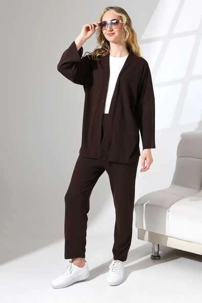 Enfi Burgu Kimono 2'li Takım Full Likralı Salaş Kesim - 6