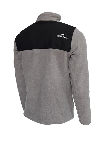 Erkek Regular Fit Fermuarlı Cepli Battal Büyük Beden Polar Gri Sweatshirt - 4