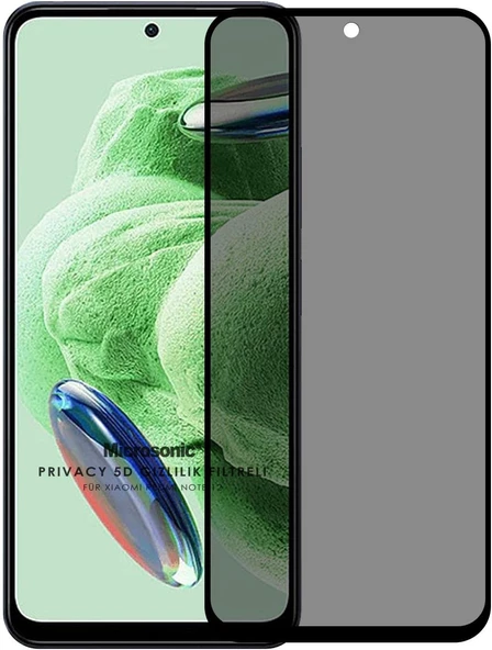 Xiaomi Redmi Note 12 Privacy 5D Gizlilik Filtreli Cam Ekran Koruyucu Siyah