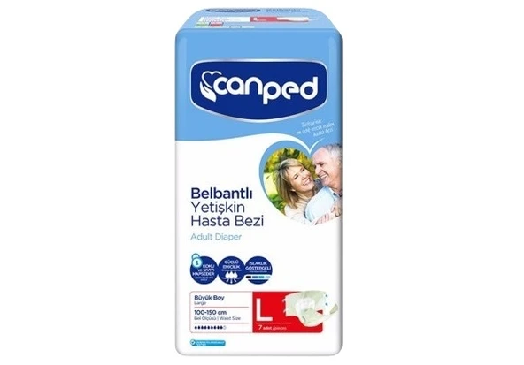 Canped Hasta Bezi Yetişkin Bel Bantlı Polietilen L-Büyük Boy 7 Adet Ekonomik Pk