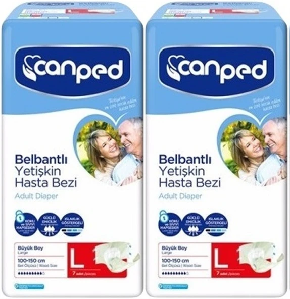 Canped Hasta Bezi Yetişkin Bel Bantlı Polietilen L-Large Büyük Boy 14 Adet (2PK*7)