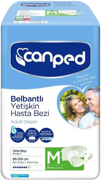Canped Hasta Bezi Yetişkin Bel Bantlı Polietilen Medium-M Orta Boy 27 Adet (3PK*9) - Resim 2