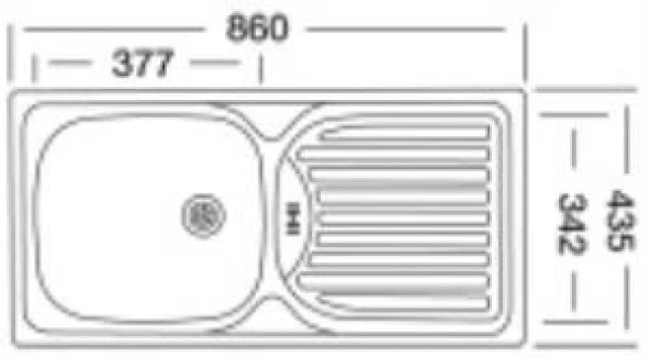 Paslanmaz Evye Klasik - 43,5*86cm - 2