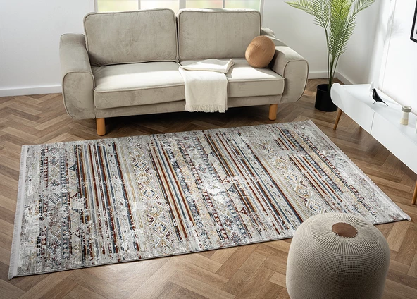 Kenzo Koleksiyonu Pamuk Atkı Tabanlı Dokuma Halı KN004M - Resim 3