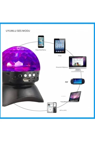 Sahne Aydınlatma Kablosuz Bluetooth Işık Hoparlör LED Dönen Kristal Sihirli Topu - 3
