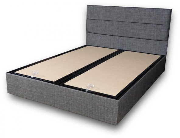Niron Silver Baza ve Başlık Seti 140x190 cm Çift Kişilik Kaydırmaz Kumaşlı Gri Keten Baza ve Başlığı - 3