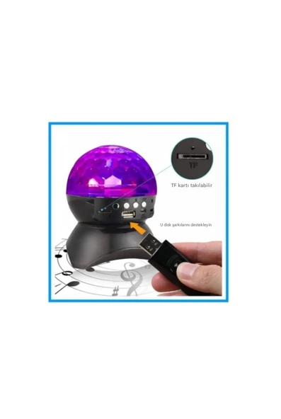 Sahne Aydınlatma Kablosuz Bluetooth Işık Hoparlör LED Dönen Kristal Sihirli Topu - 4