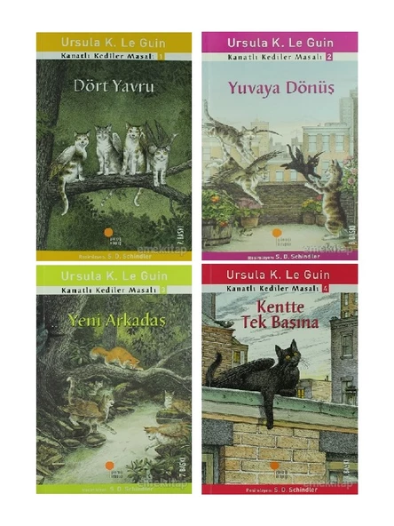 Kanatlı Kediler Masalı 4 Kitap Set Ursula K. Le Guin (Dört Yavru, Yuvaya Dönüş, Yeni Arkadaş, Kentte Tek Başına) - 1
