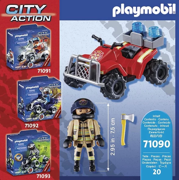 Playmobil City Action 71090 Yangın için Dörtçeker Arazi Aracı Geri Çekilebilir Motorlu, eğlenceli yaratıcı rol yapma oyu - 3