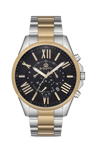 Bigotti BG.1.10229.4 Dual Time Tüm Fonksiyonları Aktif 5 ATM Suya Dayanıklı Çelik Kaplama Metalik Renk Erkek Kol Saati