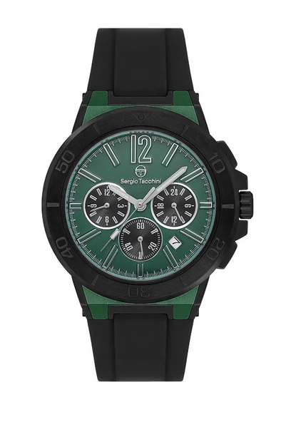 Sergio Tacchini ST.1.10458-5 Silikon kordon Fonksiyonlar Aktif Suya Dayanıklı Siyah Renk Erkek Kol Saati