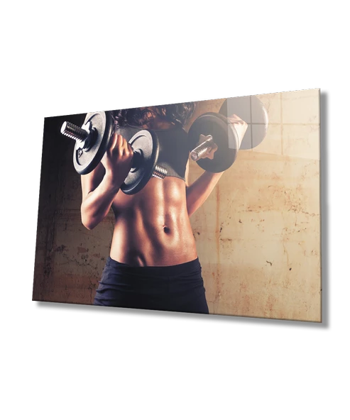 Spor Fıtnes Dekoratif ve Modern Cam Tablo   Sports Fitness ürün görseli