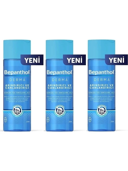 Bepanthol Derma Arındırıcı ve Canlandırıcı Yüz Temizleme Jeli 200 ml 3 Adet