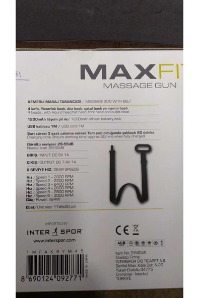 MAXFIT MASAJ TABANCASI 4 BAŞLIK 1 MASAJ KEMERİ