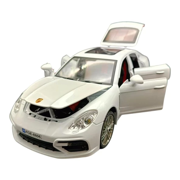 Farbu Metal Model Araba 5517, 1:18 Ölçekli Kapılar Bagaj Kaput Açılır Özellikli Sesli Ön Farları Işıklı Porsche Panamera - 6