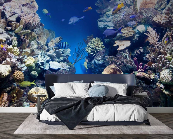 Denizaltı Mercan Manzaralı Duvar Kağıdı - Resim 2