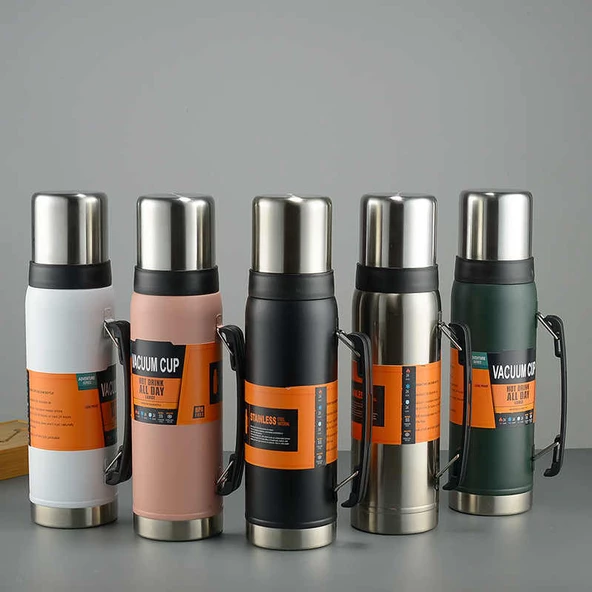 Kapris Çift Katlı Paslanmaz Çelik Kulplu Termos 1200 ml Gümüş KAP-284 - 2