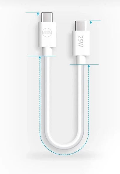 25 cm 20W Hızlı Type c Şarj Kablosu Çift Taraflı Type-c to Type-c Pd Şarj Data Kablo, İphone 15 16 Pro Uyumlu