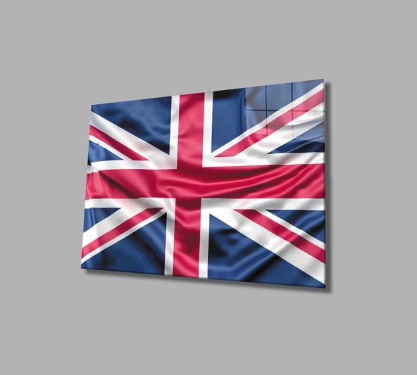 Birleşik Krallık Bayrağı Dekoratif ve Modern Cam Tablo  ,United Kingdom Flag ürün görseli