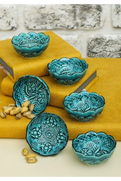 Reçellik, Sosluk, Çerezlik Çini Kase Seti 6'li Çap 8cm