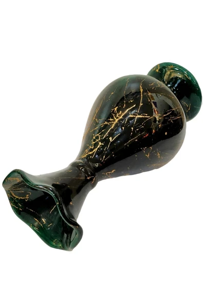 30 Cm Çini Marul Vazo-zümrüt Yeşil/siyah-mermer Desenli Mermer Desenli Marul Vazo - 2