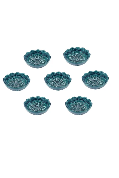 Reçellik, Sosluk, Çerezlik Çini Kase Seti 12'li Çap 8cm - 6