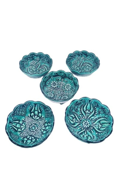 Reçellik, Sosluk, Çerezlik Çini Kase Seti 12'li Çap 8cm - 2