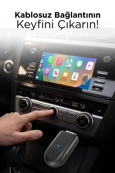 TORİMA TAB06 Mini 2in1 Kablosuz Carplay Usb ve Type-c Uyumlu Araç Multimedya Dönüştürücü Adaptörü - 3