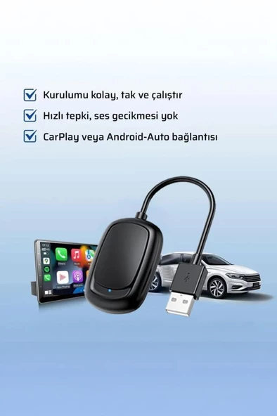 TORİMA X8 Mini Kablosuz Carplay Usb ve Type-c Uyumlu Araç Multimedya Dönüştürücü Adaptörü - 3