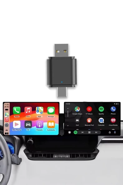 TORİMA TAB06 Mini 2in1 Kablosuz Carplay Usb ve Type-c Uyumlu Araç Multimedya Dönüştürücü Adaptörü - 5